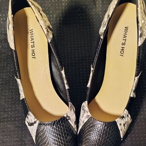 Black and White Snake Print Women's Heels